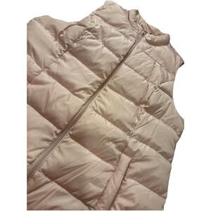 J.Jill Women's Down Puffer Vest Pastel Pink Quilted Full Zip Side Snaps Size XL